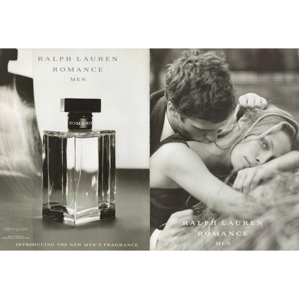Vintage 1999 Ralph Lauren Print Ad Romance Men Fragrance y2k Fashion Decor